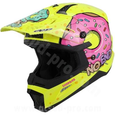 CASQUE CROSS ENFANT DONUTS NOEND JAUNE FLUO YXL ( 53CM )