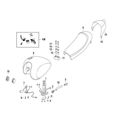 Réservoir, selle ou kit serrures MASH 125 DIRT