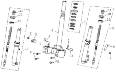 Bras de fourche avant 125 BESBI NEW MODEL