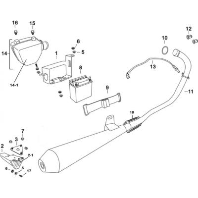 Batterie, boitier de filtre ou échappement DIRT TRACK 50