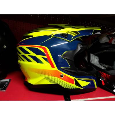 Casque Cross S-LINE BLEU/JAUNE 